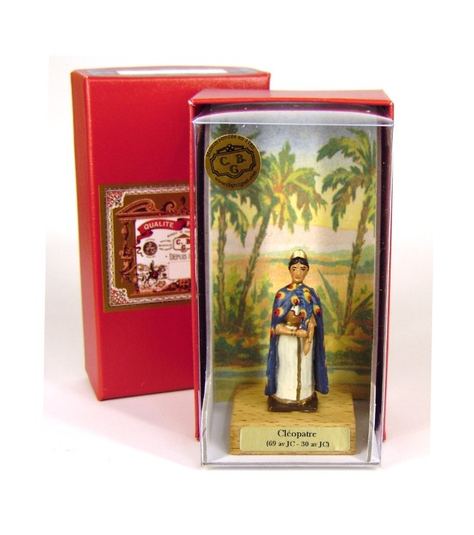 Cléopâtre sur socle bois en coffret de présentation