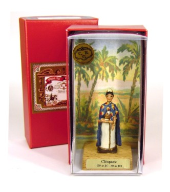 Cléopâtre sur socle bois en coffret de présentation