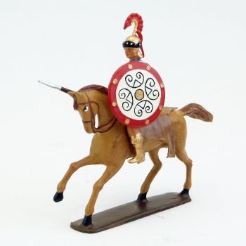 cavalier grec avec lance, cape violette