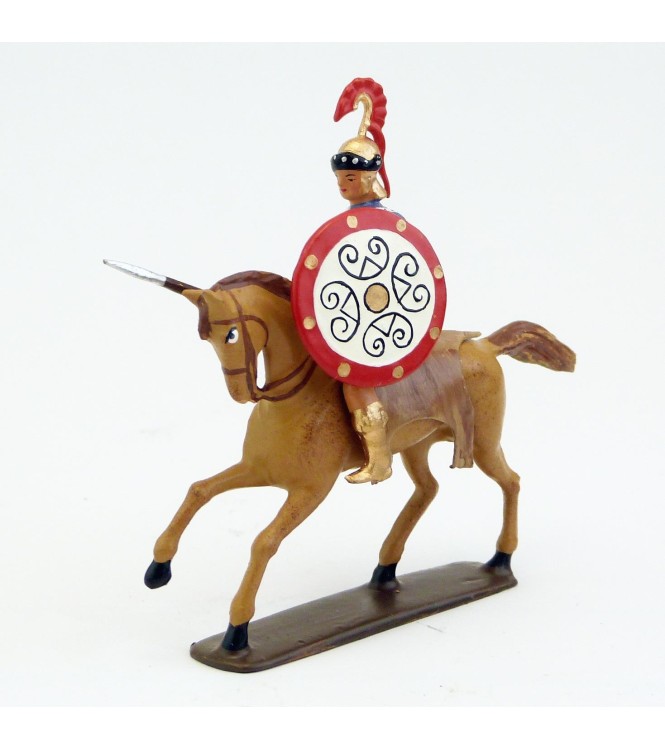 cavalier grec avec lance, cape violette