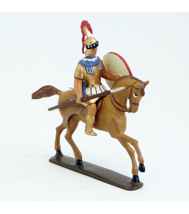 cavalier grec avec lance, cape violette