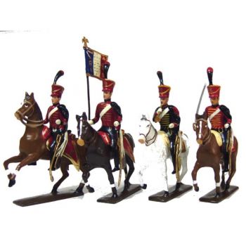 ensemble de 4 cavaliers - Hussards 6ème rgt (1808)