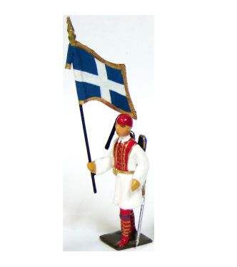 porte-drapeau des Evzones (Grèce) en grande tenue