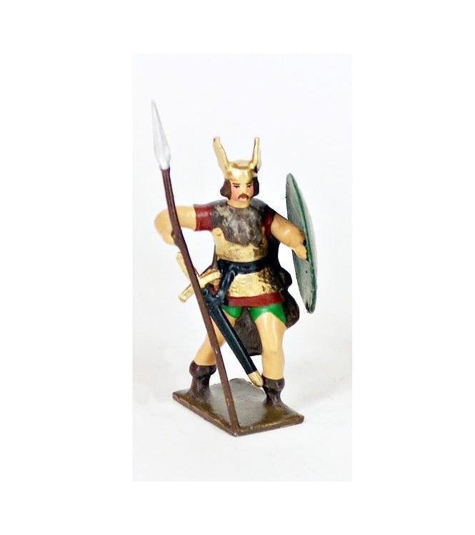 gaulois, casque ailé, avec lance et bouclier