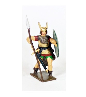 gaulois, casque ailé, avec lance et bouclier