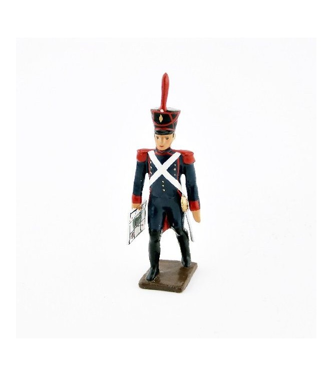 officier des artilleurs de la ligne avec carte