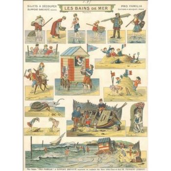 planche à découper : Les Bains de Mer (reproduction)