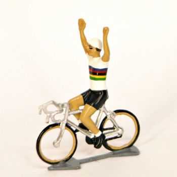 cycliste du Tour de France, champion du monde bras en l'air