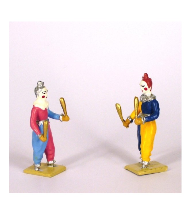 ensemble de 2 clowns jongleurs