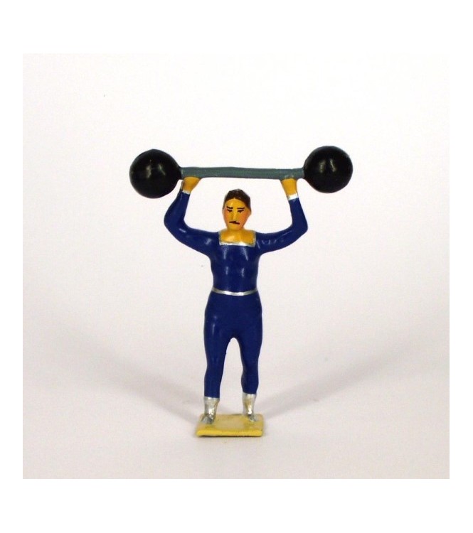 haltérophile (soulevant des haltères au-dessus de lui)