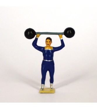 haltérophile (soulevant des haltères au-dessus de lui)