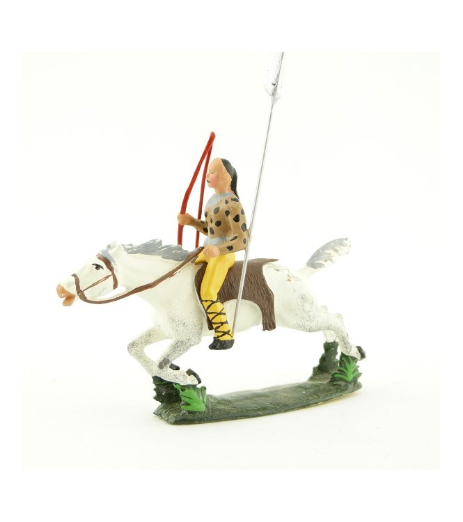 cavalier hun, tête à queue de cheval, avec arc et lance