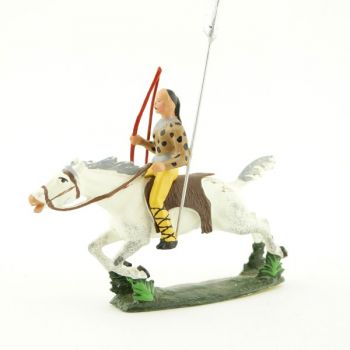 cavalier hun, tête à queue de cheval, avec arc et lance