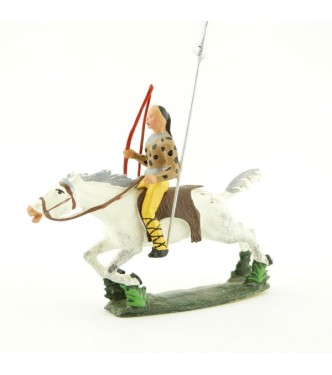 cavalier hun, tête à queue de cheval, avec arc et lance
