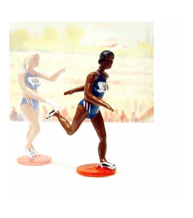 la coureuse de relais recevant le relais