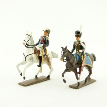 ensemble de 2 cavaliers : général de Beauharnais et son aide de camp