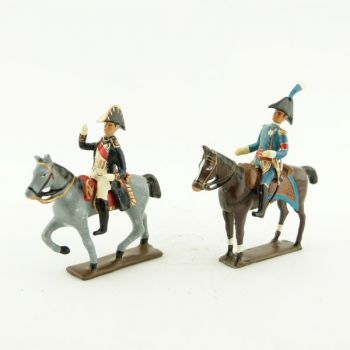 ensemble de 2 cavaliers : maréchal Lefebvre et son aide de camp