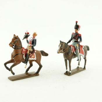 ensemble de 2 cavaliers : maréchal Moncey et son aide de camp