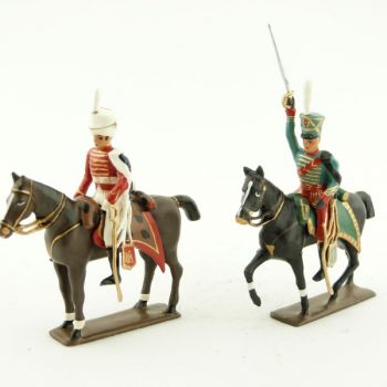 ensemble de 2 cavaliers : maréchal Mortier et son aide de camp