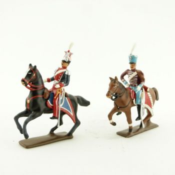 ensemble de 2 cavaliers : maréchal Poniatowski et son aide de camp