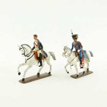 ensemble de 2 cavaliers : maréchal Sérurier et son aide de camp