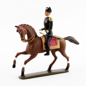cavalier du Cadre Noir, pantalon noir, à cheval (échelle CBG Mignot)
