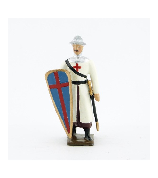 croisé, cotte blanche, casque plat, avec bouclier "croix" au bras droit