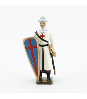 croisé, cotte blanche, casque plat, avec bouclier "croix" au bras droit