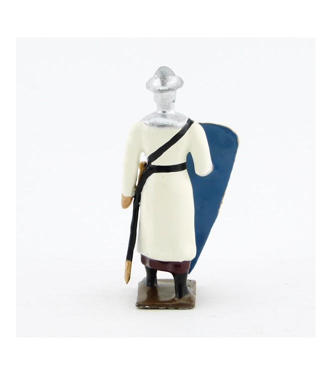 croisé, cotte blanche, casque plat, avec bouclier "croix" au bras droit