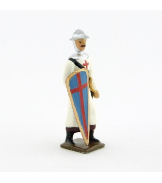 croisé, cotte blanche, casque plat, avec bouclier "croix" au bras droit