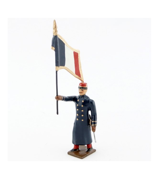 drapeau de l'infanterie de ligne en capote à l'assaut