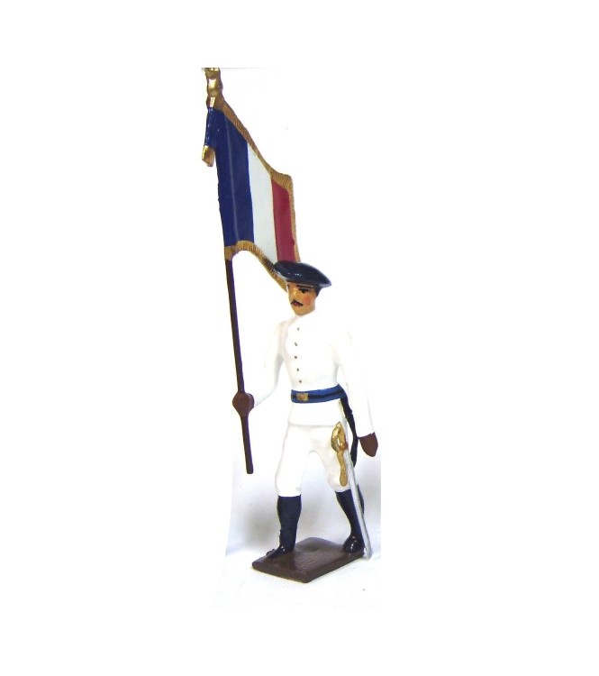drapeau des chasseurs alpins en tenue d'hiver (blanc)