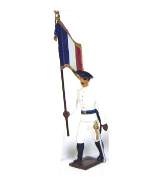 drapeau des chasseurs alpins en tenue d'hiver (blanc)