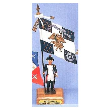 drapeau du District des Petits Freres, Place des Victoires sur socle bois