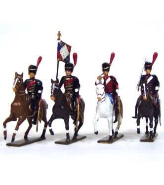 ensemble de 4 cavaliers - artilleurs à cheval (1809)