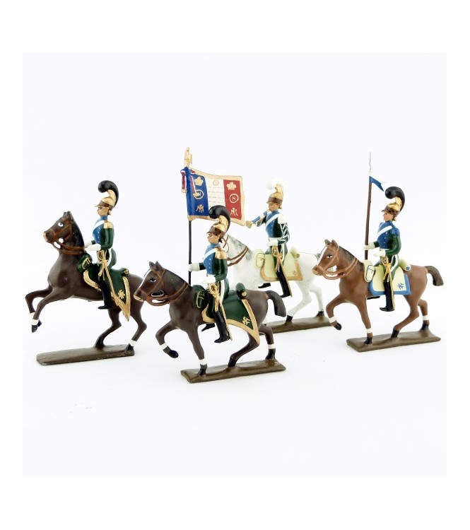 ensemble de 4 cavaliers - chevau-légers 5ème rgt (plastron bleu) (1812)