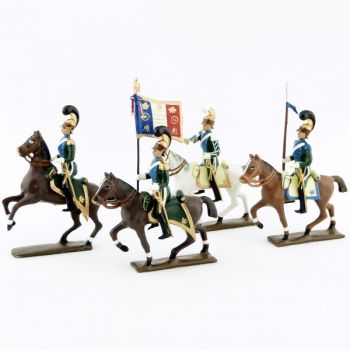 ensemble de 4 cavaliers - chevau-légers 5ème rgt (plastron bleu) (1812)