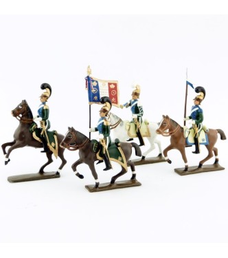 ensemble de 4 cavaliers - chevau-légers 5ème rgt (plastron bleu) (1812)