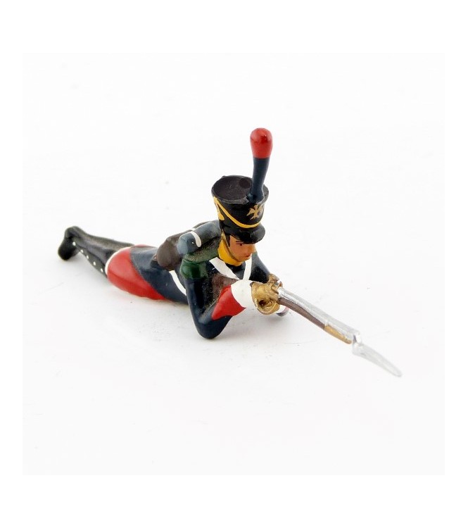 voltigeur de la garde couché, fusil en joue
