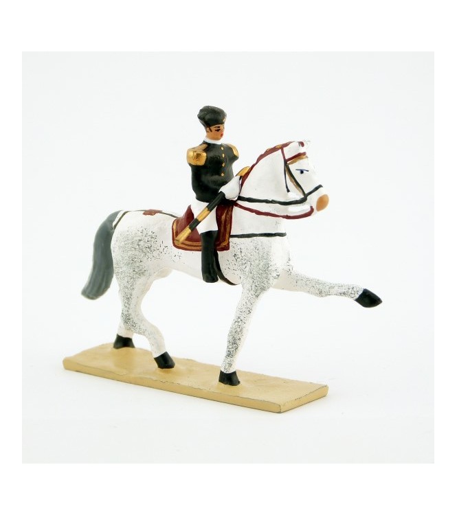 Allongement au trot, cavalier du Cadre Noir, petit modèle (h. 55 mm)