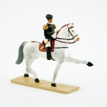 Allongement au trot, cavalier du Cadre Noir, petit modèle (h. 55 mm)