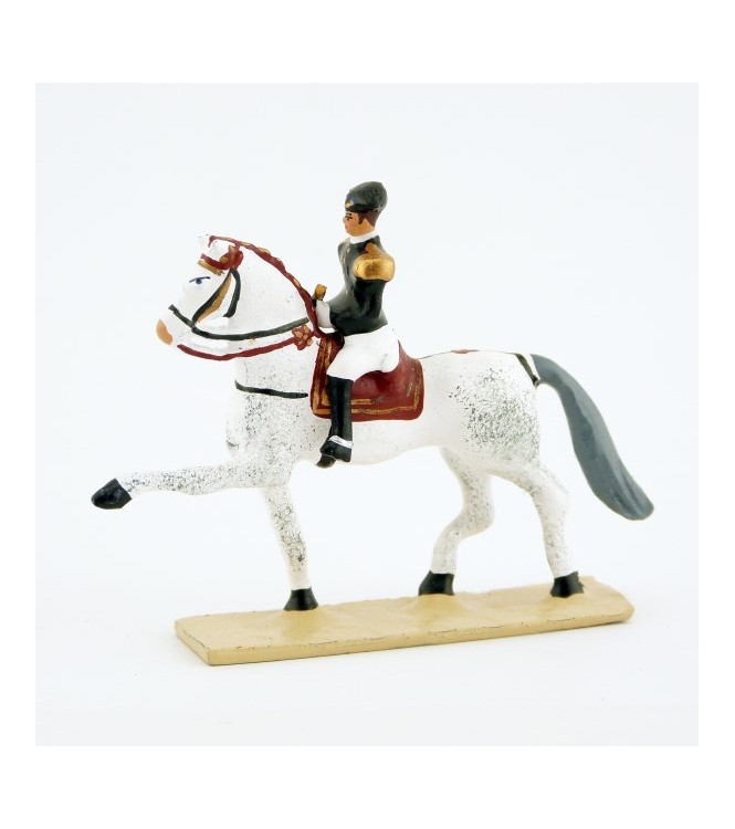 Allongement au trot, cavalier du Cadre Noir, petit modèle (h. 55 mm)