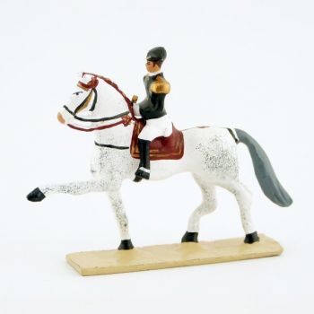 Allongement au trot, cavalier du Cadre Noir, petit modèle (h. 55 mm)