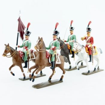 Hussards espagnols (1808), ensemble de 4 figurines à cheval