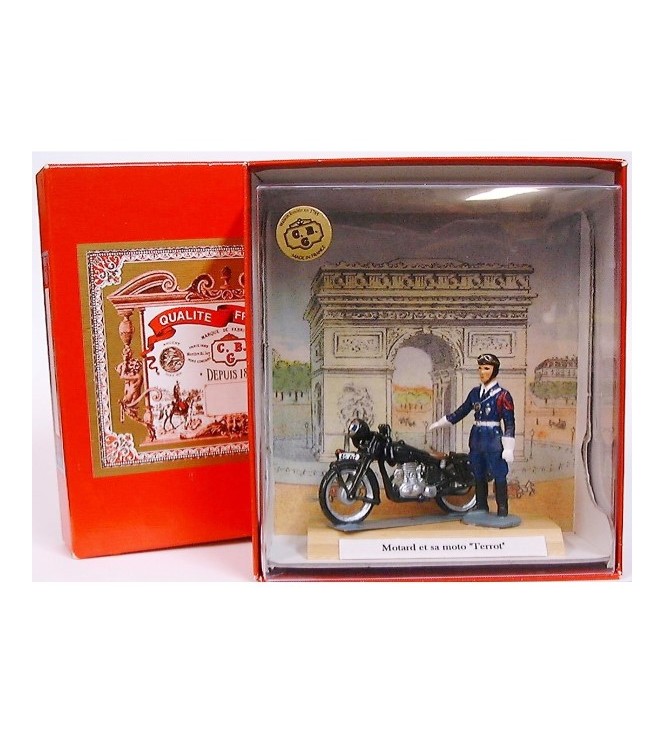 motard de police (1950) et sa moto Terrot en coffret de luxe